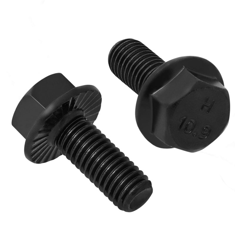 VGBUY M6-1.0 x 12mm Flanged Hex Head Bolts,External Flange Hex Drive Screws,Class 10.9 Black Zinc Plated,Alloy Steel,Full Coarse Thread,Pump,Fix Car,DIY Project(60Pcs) - Image 1